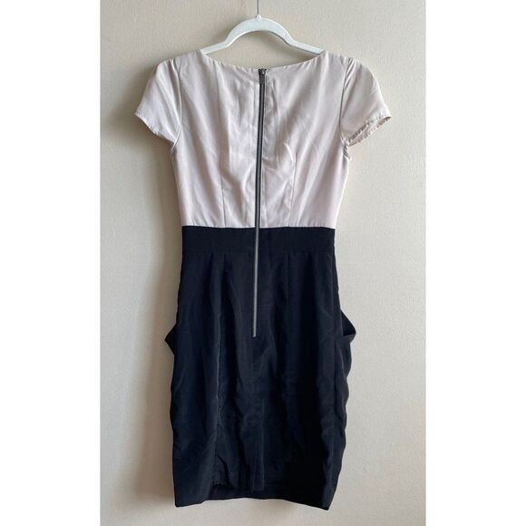 H&M light pink and black color block pleated dress Sz 4 - Picture 2 of 9